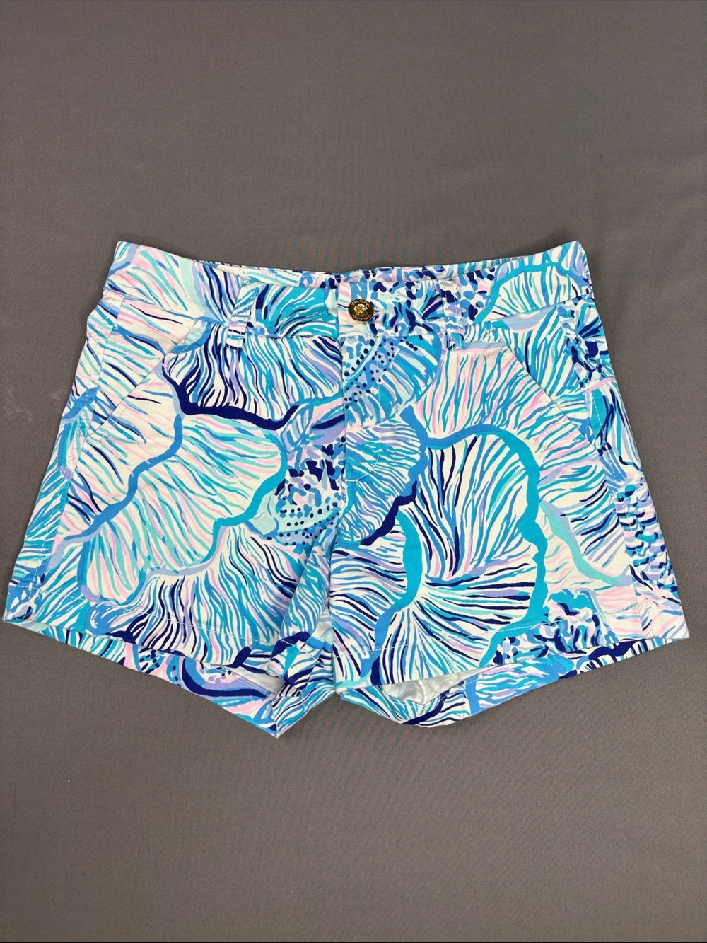 Lilly Pulitzer Kellar Shorts Womens 2 Stretch Fishful Thinking Blue 4” Bermuda